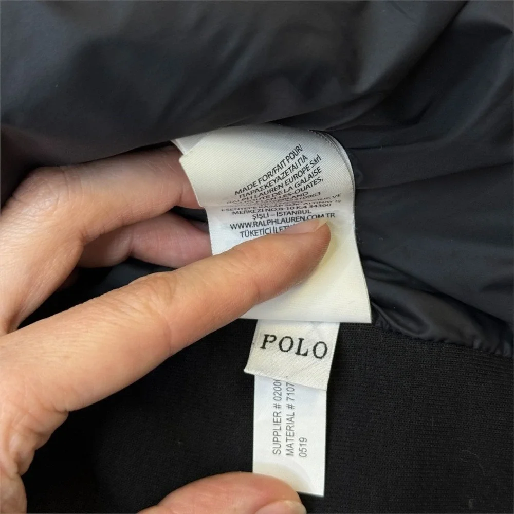 Polo Ralph Lauren Mens Black Hooded Quilted Hybrid Puffer Vest XXL Plaid Lining